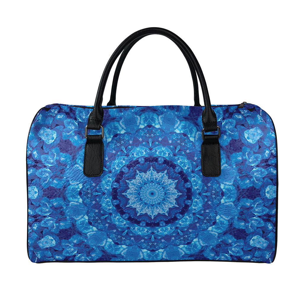 Blue Crystal Kaleidoscope Print Leather Duffle Bag