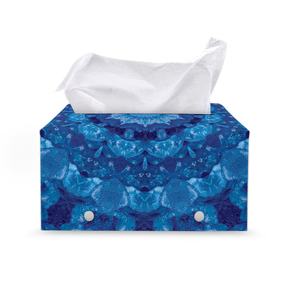 Blue Crystal Kaleidoscope Print Leather Tissue Box Cover