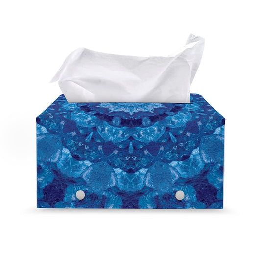 Blue Crystal Kaleidoscope Print Leather Tissue Box Cover