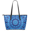 Blue Crystal Kaleidoscope Print Leather Tote Bag With Zipper