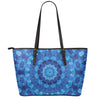 Blue Crystal Kaleidoscope Print Leather Tote Bag