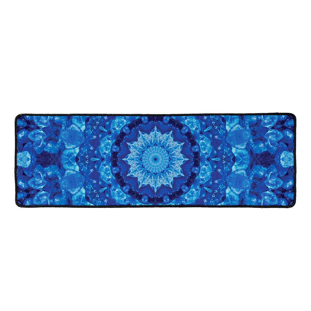 Blue Crystal Kaleidoscope Print Long Kitchen Mat