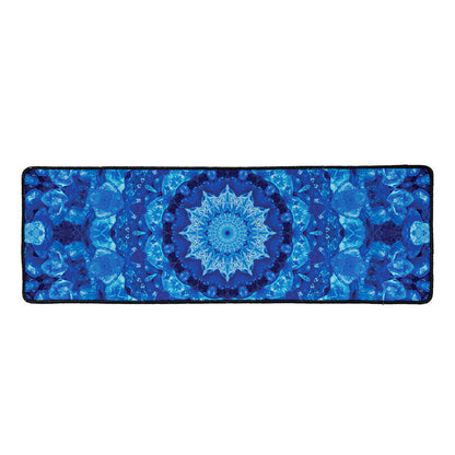 Blue Crystal Kaleidoscope Print Long Kitchen Mat