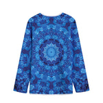 Blue Crystal Kaleidoscope Print Long Sleeve Short Coat