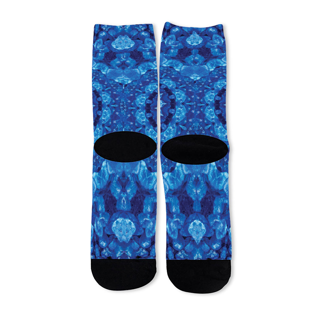 Blue Crystal Kaleidoscope Print Long Socks