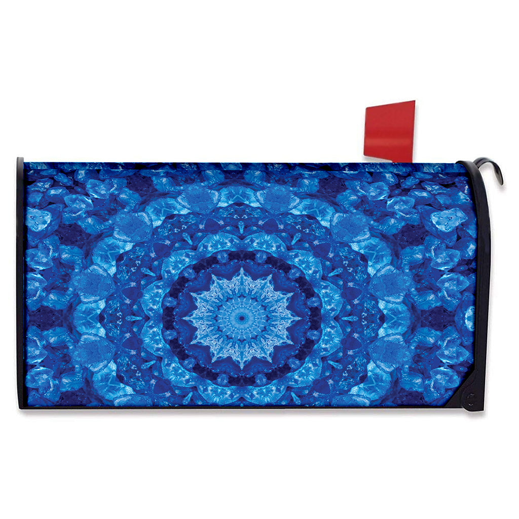 Blue Crystal Kaleidoscope Print Mailbox Cover