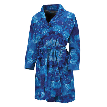 Blue Crystal Kaleidoscope Print Men's Bathrobe