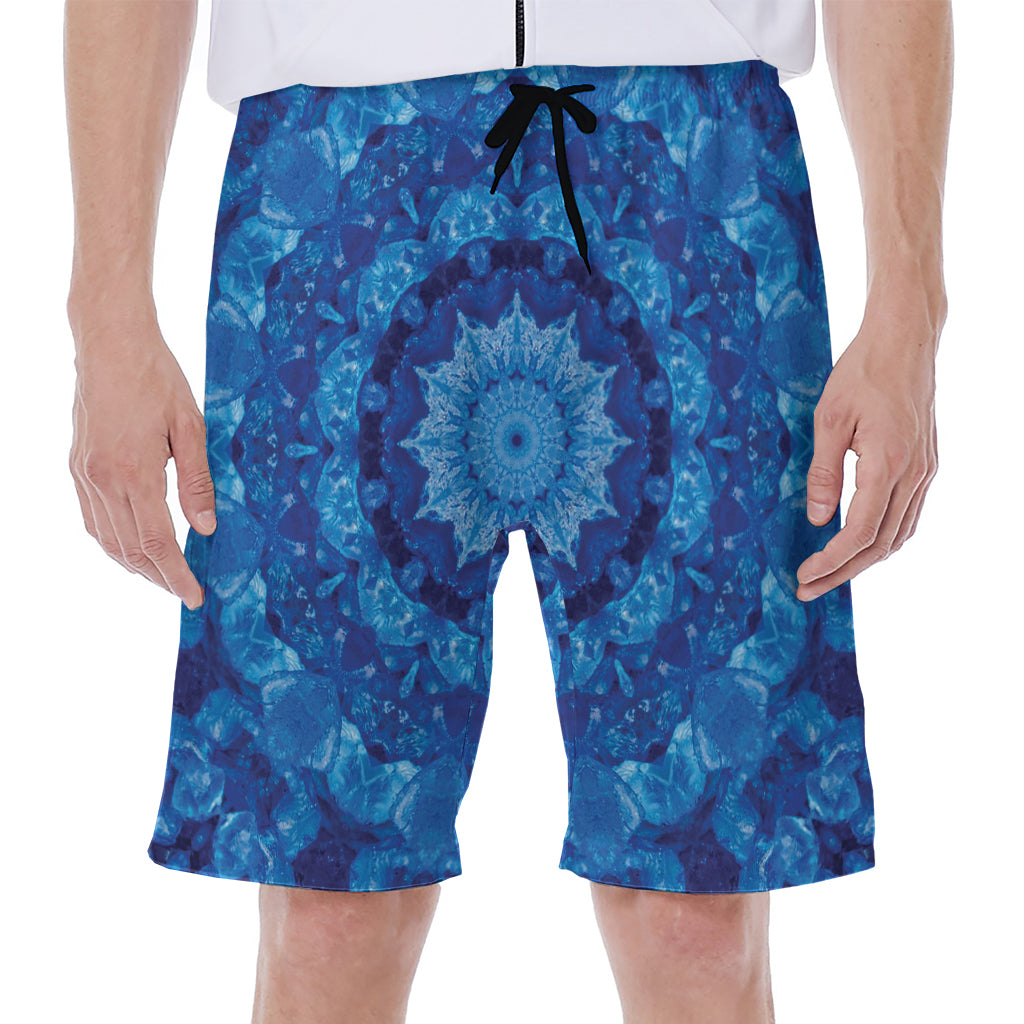 Blue Crystal Kaleidoscope Print Men's Beach Shorts
