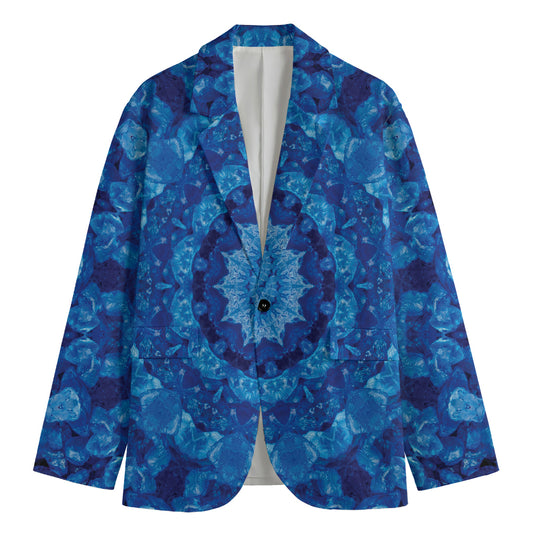 Blue Crystal Kaleidoscope Print Men's Blazer