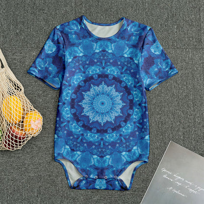 Blue Crystal Kaleidoscope Print Men's Bodysuit