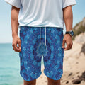 Blue Crystal Kaleidoscope Print Men's Cargo Shorts