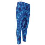 Blue Crystal Kaleidoscope Print Men's Compression Pants