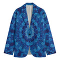 Blue Crystal Kaleidoscope Print Men's Cotton Blazer