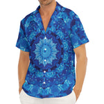Blue Crystal Kaleidoscope Print Men's Deep V-Neck Shirt