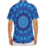 Blue Crystal Kaleidoscope Print Men's Deep V-Neck Shirt