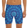 Blue Crystal Kaleidoscope Print Men's Long Boxer Briefs