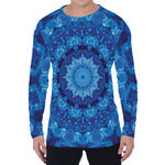 Blue Crystal Kaleidoscope Print Men's Long Sleeve T-Shirt