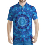 Blue Crystal Kaleidoscope Print Men's Polo Shirt