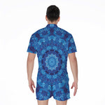 Blue Crystal Kaleidoscope Print Men's Rompers