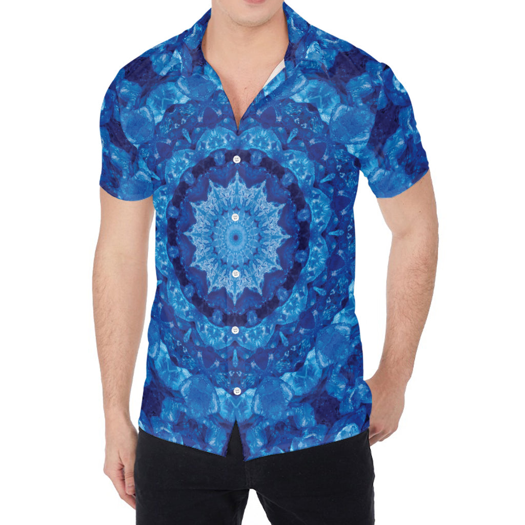 Blue Crystal Kaleidoscope Print Men's Shirt