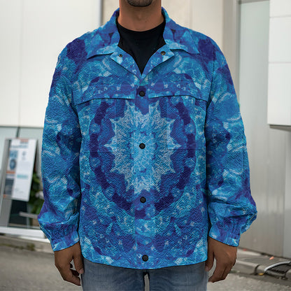 Blue Crystal Kaleidoscope Print Men's Shirt Jacket