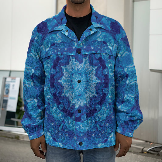 Blue Crystal Kaleidoscope Print Men's Shirt Jacket