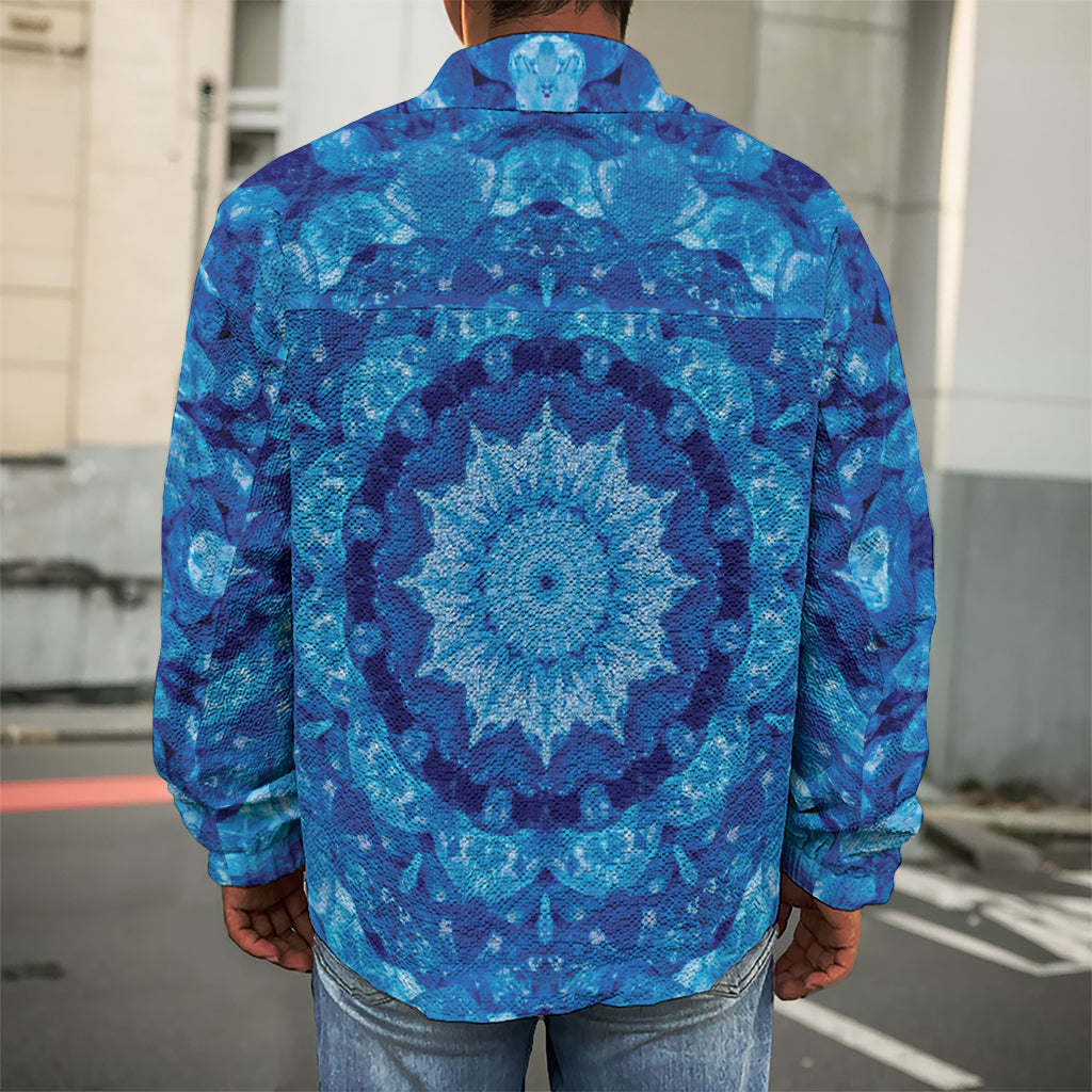 Blue Crystal Kaleidoscope Print Men's Shirt Jacket