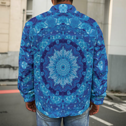 Blue Crystal Kaleidoscope Print Men's Shirt Jacket
