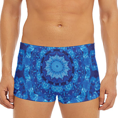 Blue Crystal Kaleidoscope Print Men's Short Boxer Briefs