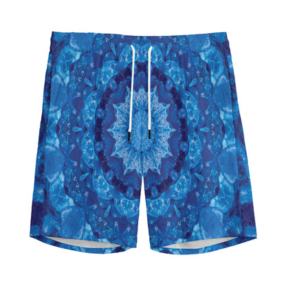 Blue Crystal Kaleidoscope Print Men's Sports Shorts