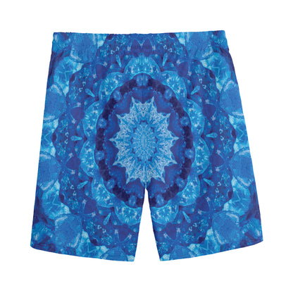 Blue Crystal Kaleidoscope Print Men's Sports Shorts