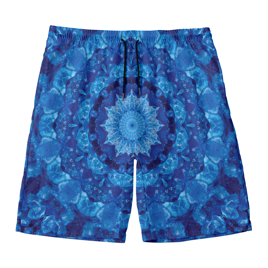 Blue Crystal Kaleidoscope Print Men's Swim Trunks