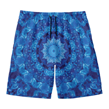 Blue Crystal Kaleidoscope Print Men's Swim Trunks