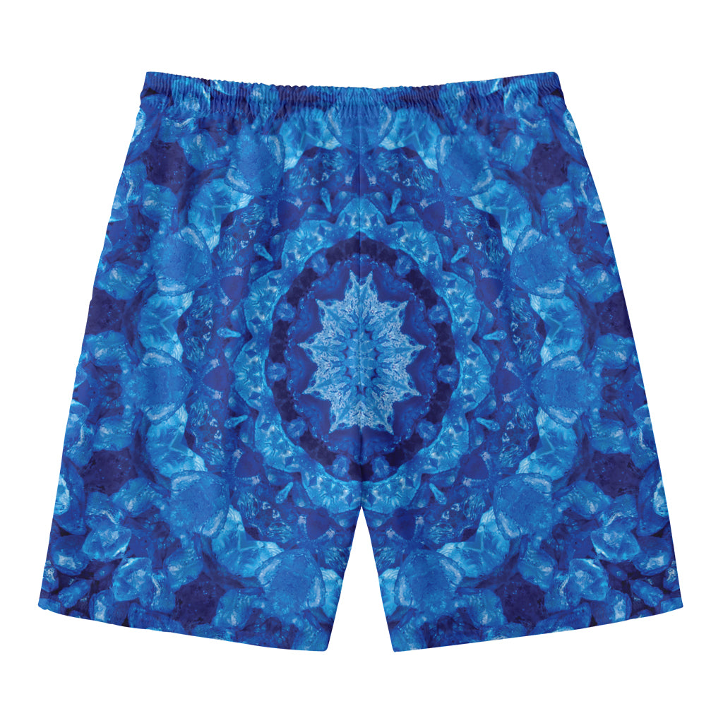 Blue Crystal Kaleidoscope Print Men's Swim Trunks