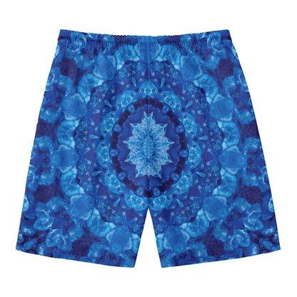 Blue Crystal Kaleidoscope Print Men's Swim Trunks