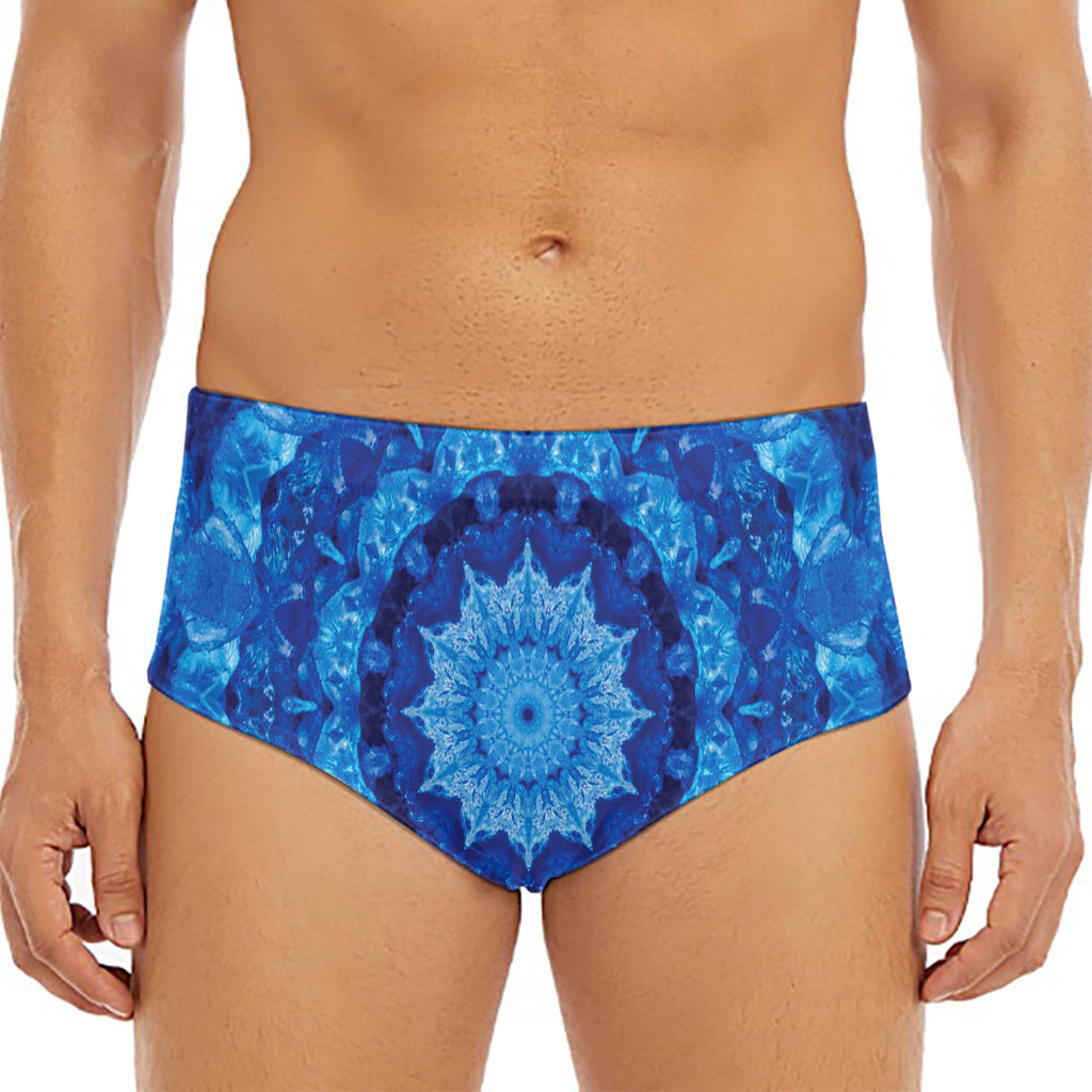 Blue Crystal Kaleidoscope Print Men's Triangle Swim Briefs