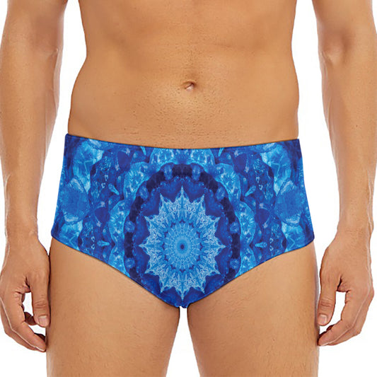 Blue Crystal Kaleidoscope Print Men's Triangle Swim Briefs