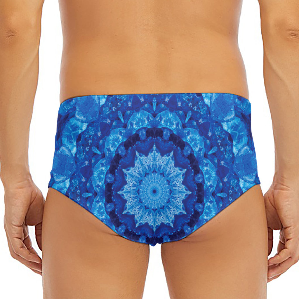 Blue Crystal Kaleidoscope Print Men's Triangle Swim Briefs
