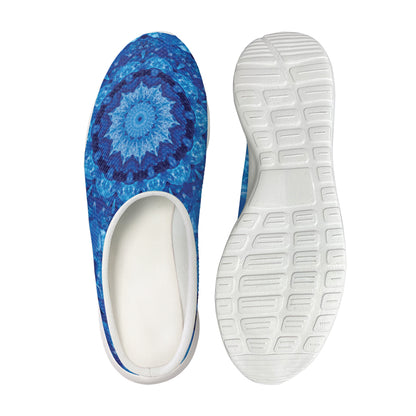 Blue Crystal Kaleidoscope Print Mesh Casual Shoes