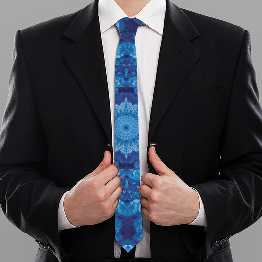 Blue Crystal Kaleidoscope Print Necktie