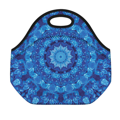 Blue Crystal Kaleidoscope Print Neoprene Lunch Bag
