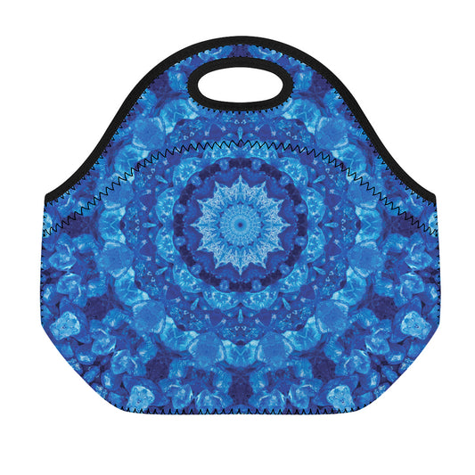 Blue Crystal Kaleidoscope Print Neoprene Lunch Bag