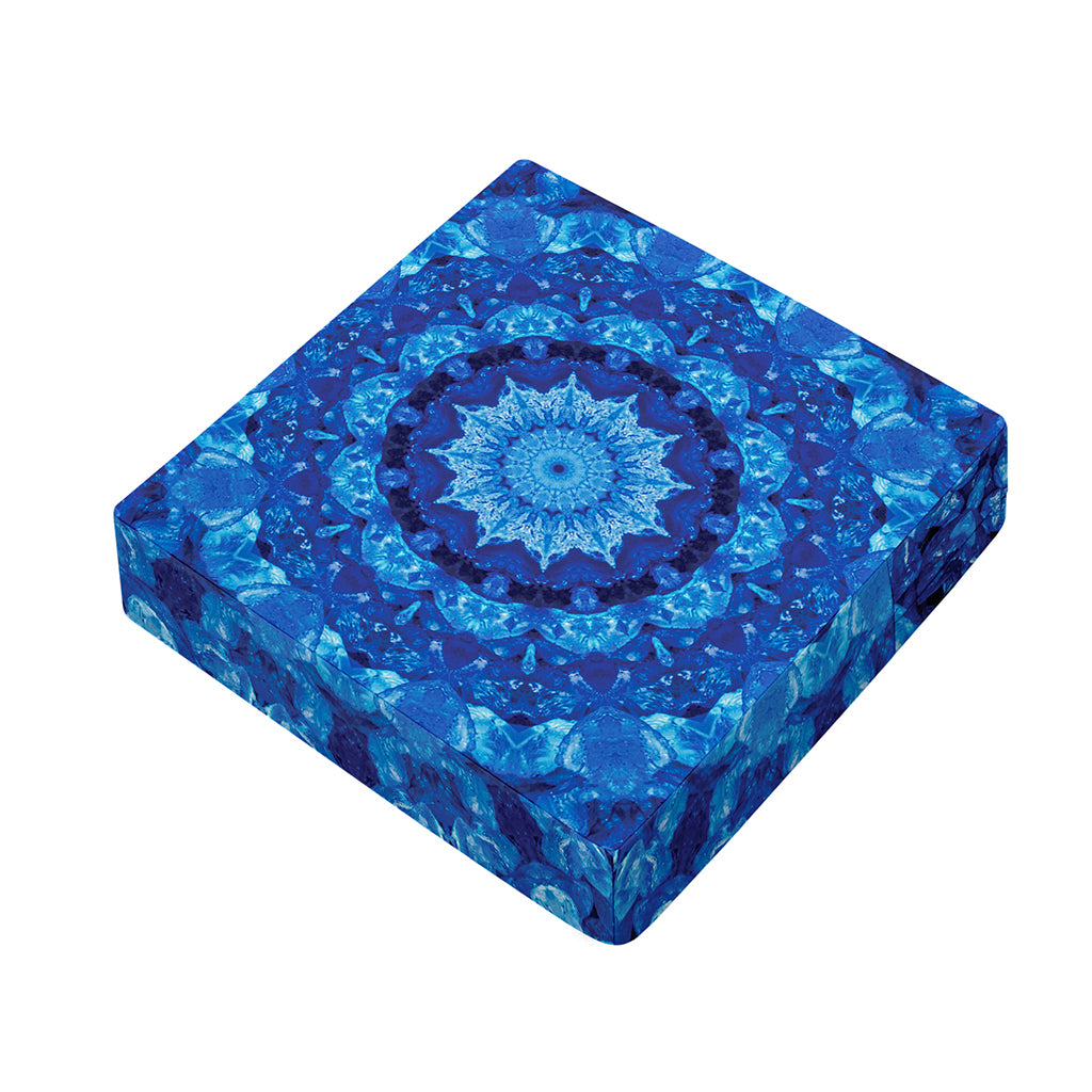 Blue Crystal Kaleidoscope Print Outdoor Seat Cushion Cover