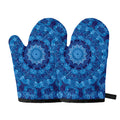 Blue Crystal Kaleidoscope Print Oven Mitts