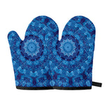 Blue Crystal Kaleidoscope Print Oven Mitts