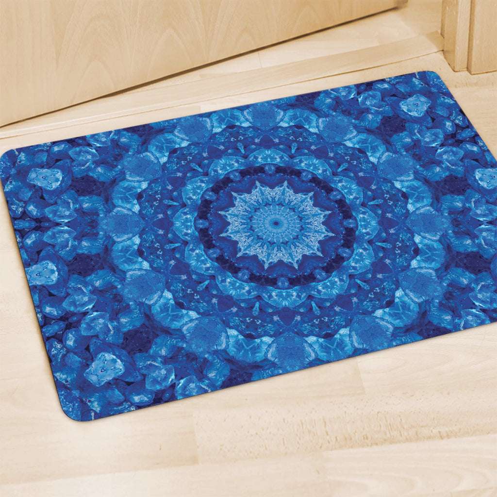 Blue Crystal Kaleidoscope Print Polyester Doormat