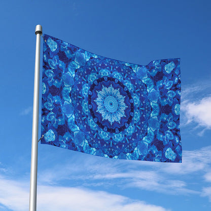 Blue Crystal Kaleidoscope Print Polyester Flag