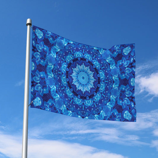 Blue Crystal Kaleidoscope Print Polyester Flag