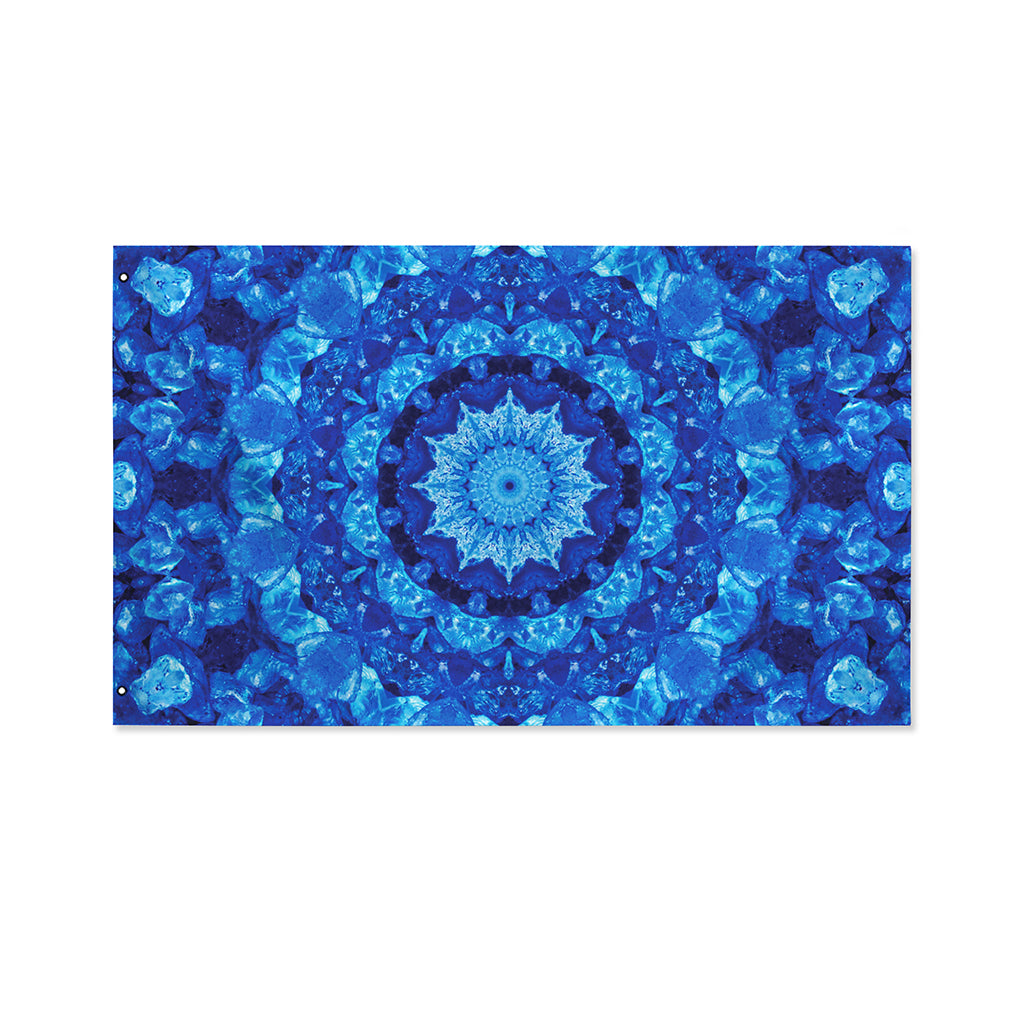 Blue Crystal Kaleidoscope Print Polyester Flag