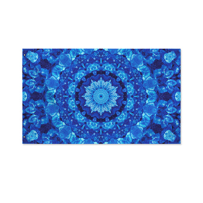 Blue Crystal Kaleidoscope Print Polyester Flag
